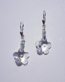 Náušnice s krystaly SWAROVSKI ve stříbře květina ČIRÉ