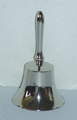 Zvonek vánoční stříbrný kovový 11 cm 
