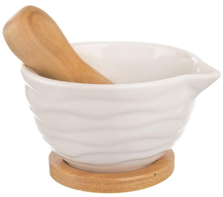 Hmoždíř porcelán/bambus 10x6,5 cm