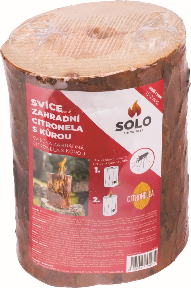 Svíce zahradní Citronela proti komárům s kůrou Solo