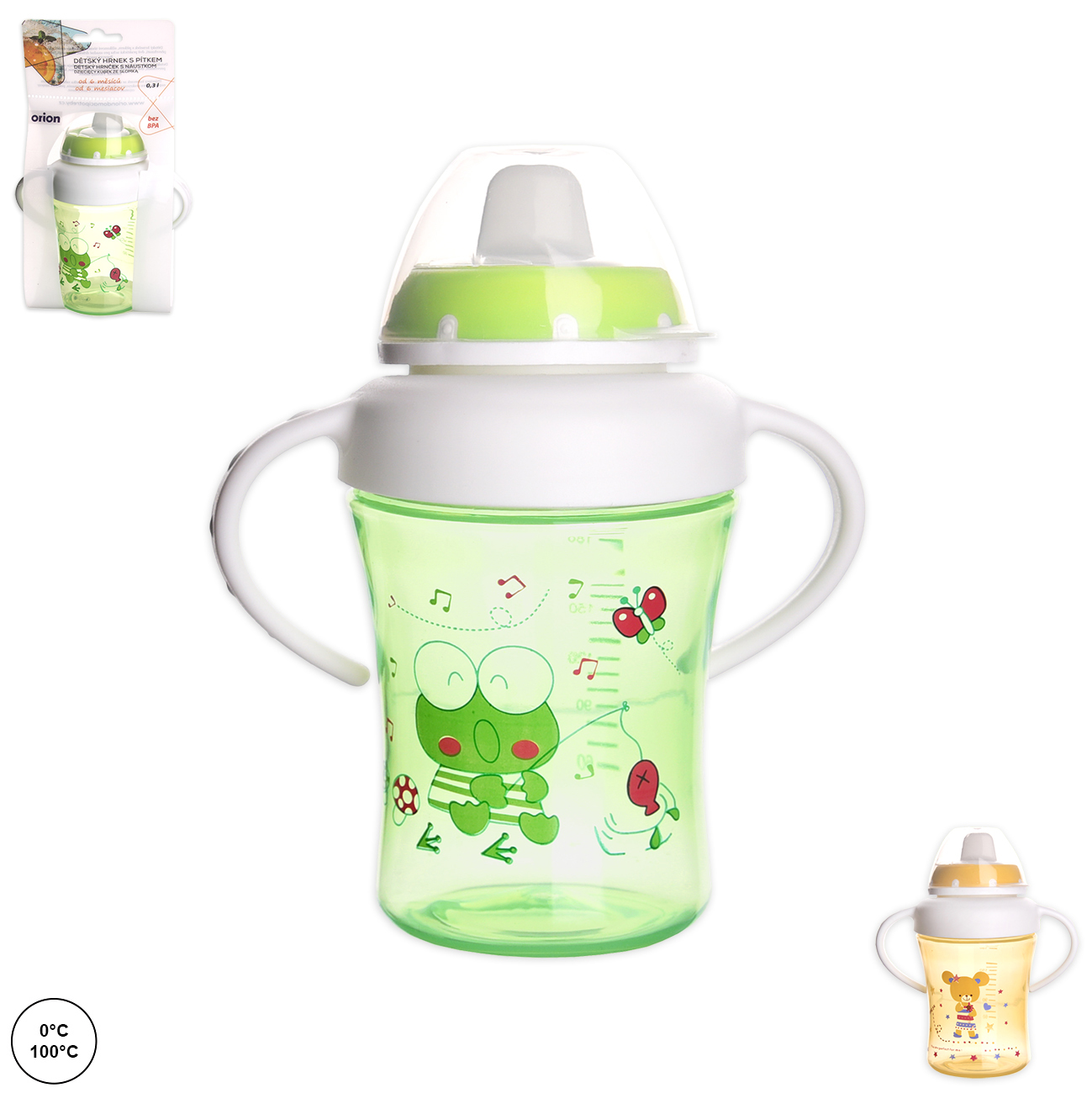 Hrnek dětský 300 ml s pítkem a uchy Animal plast