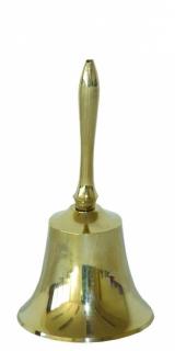 Zvonek vánoční  zlatý kovový 11 cm 