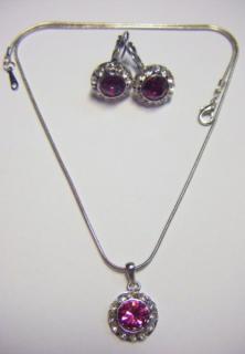 Sada - náhrdelník s náušnicemi Rhodium T039