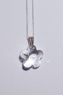 Přívěsek s krystalem SWAROVSKI ve stříbře květina ČIRÝ