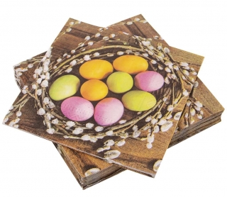 Ubrousky 2-vrstvé 20 ks velikonoční vajíčka v hnízdě