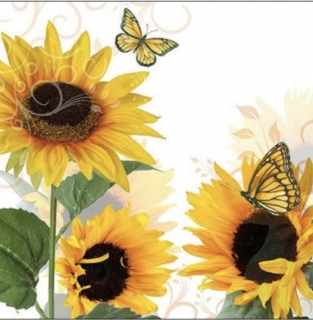 Ubrousky 3-vrstvé Slunečnice s motýly