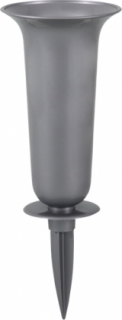 Váza hřbitovní TEREZA plastová stříbrná 16x37cm 