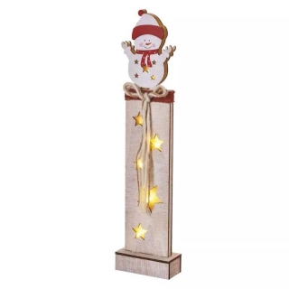 LED dřevěná dekorace - Sněhulák 46 cm s časovačem