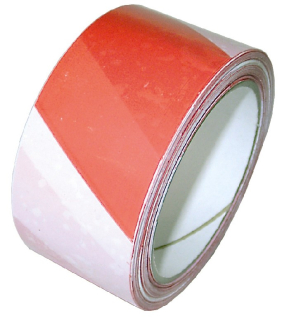 Páska výstražná lepící 50 mm x 66 m červeno-bílá