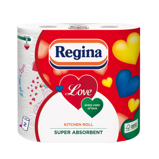 Utěrka kuchyňská 2-vrstvá Regina Love s potiskem 12,7 m (50 útržků)