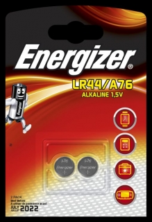 Baterie plochá knoflík LR44/A76 Energizer alkalická 2 ks
