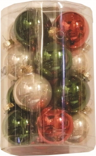 Ozdoba vánoční koule 16 ks / 3,5 cm mix barev červená/bílá/zelená