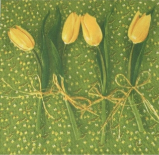 Ubrousky 3-vrstvé 33x33cm 20ks Žluté tulipány