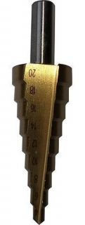 Vrták stupňovitý 04-20 mm TIN HSS ocel 4241 do kovu