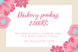 Dárkový poukaz elektronický s květinami v hodnotě 2000 Kč