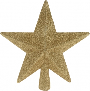 Špice vánoční hvězda zlatá 19 cm s glitry